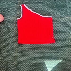 Zara Vibrant Red One-Shoulder Crop Top